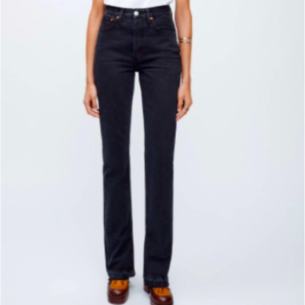 Re/Done high rise skinny boot washed black jeans